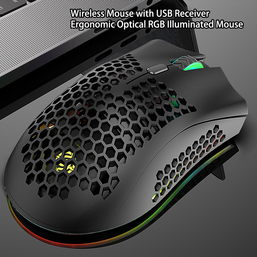 Chuột Không Dây Đầu Thu USB RGb 3 Mức DPI Với Con Lăn 2 Ngón Tay Cái