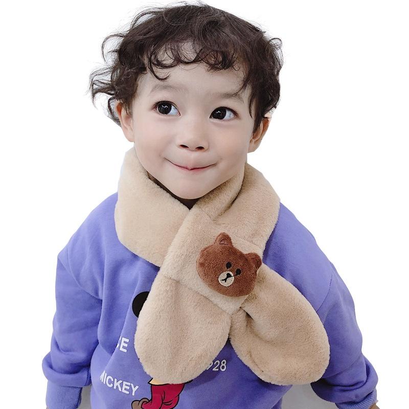 Khăn quàng cổ, khăn choàng cổ lông thỏ nhân tạo gắn họa tiết dễ thương Bino Kids cho bé trai bé gái từ 1 đến 12 tuổi