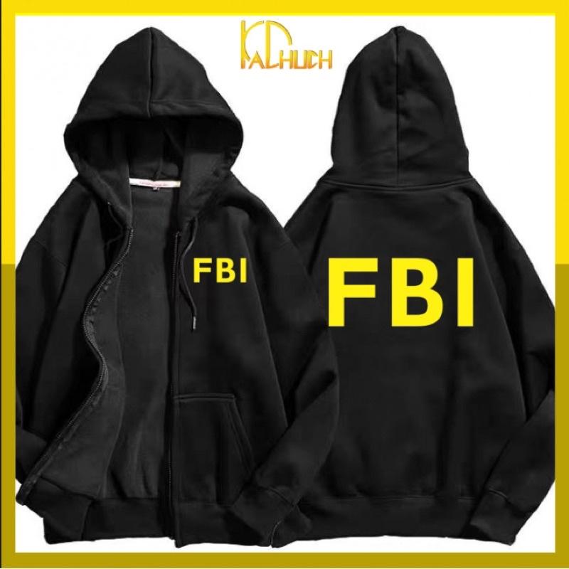 Áo khoác nỉ dây kéo FBI vải nỉ ngoại dày dặn unisex freesize 70kg