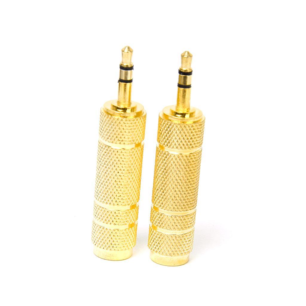 2-3pack 2pcs 3.5mm Stereo Plug Male To 6.35mm Stereo Female Adapter Jack Audio