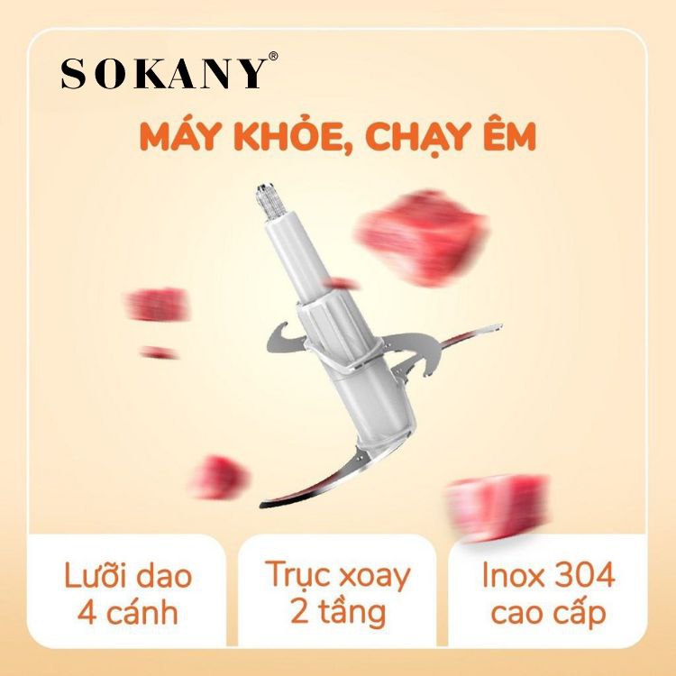 Máy xay thịt đa năng 2IN1 SOKANY SK-7030 cối INOX304, công suất 500W xay thịt, bóc tỏi tiện lợi - HÀNG CHÍNH HÃNG - DELIYA