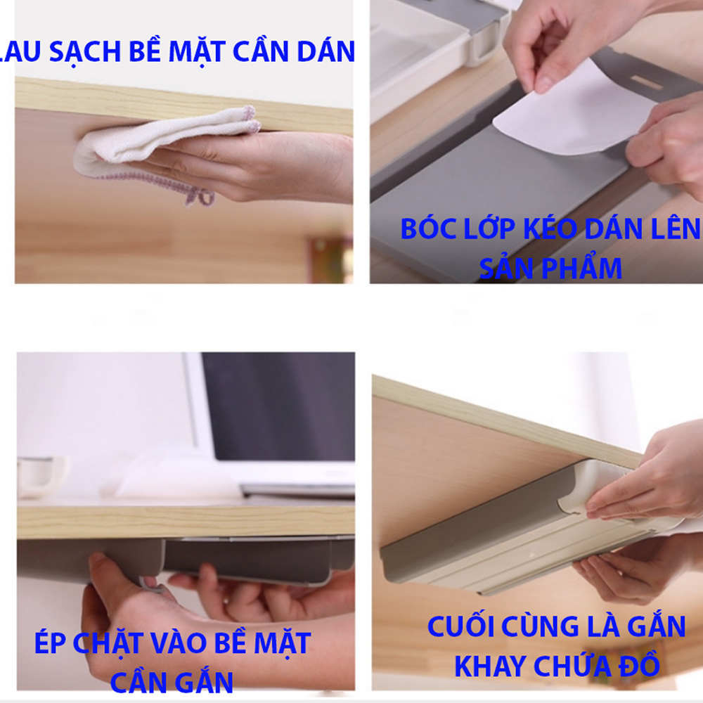 Hộp Đựng Bút Gắn Bàn Làm Việc Khay Đựng Đồ Gắn Dưới Bàn Làm Việc Giúp Cất Giữ Gọn Gàng - Loại Cao Cấp