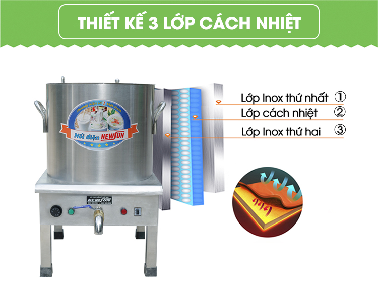 Nồi Nấu Phở Điện Liền Nồi 100L - Hàng chính hãng