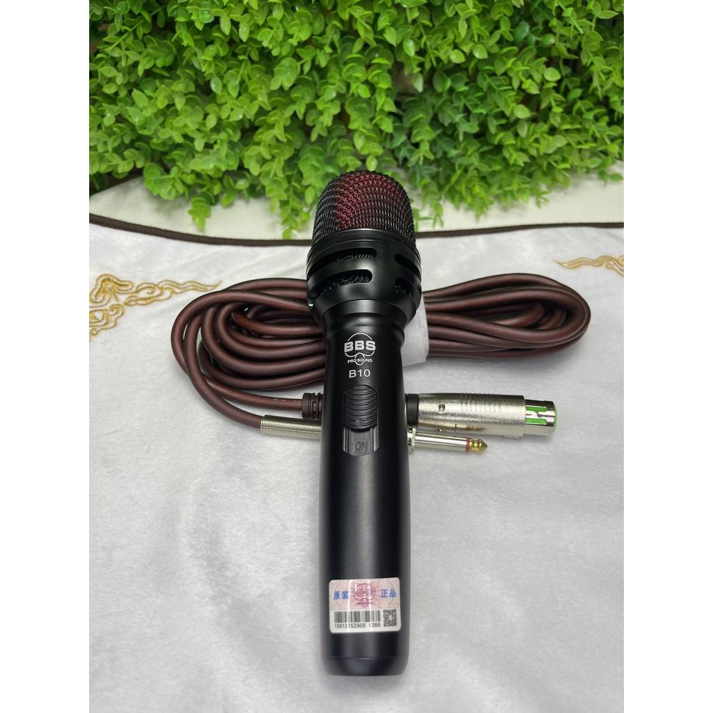 Micro Karaoke BBS B10 .Micro Có Dây Chuyên Nghiệp, Micro Hát Karaoke Phòng Thu Chống Hú Cao Cấp. Bảo Hành 12 Tháng