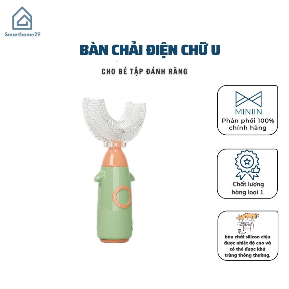 Bàn Chải Đánh Răng Điện Tử Hình Chữ U Bằng Silicone 360° Tự Động Chăm Sóc Răng Miệng Cho Trẻ Em - Hàng Loại 1 - Chính Hãng MINIIN