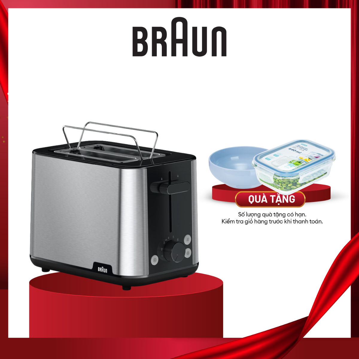 Máy nướng bánh mì Braun HT1510BK-Hàng chính hãng