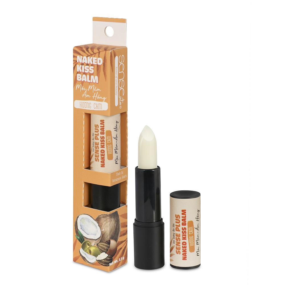 COMBO 3 SON DƯỠNG NAKED KISS BALM SENSE PLUS HƯƠNG CAM + TẶNG 2 MIẾNG MẶT NẠ MÔI