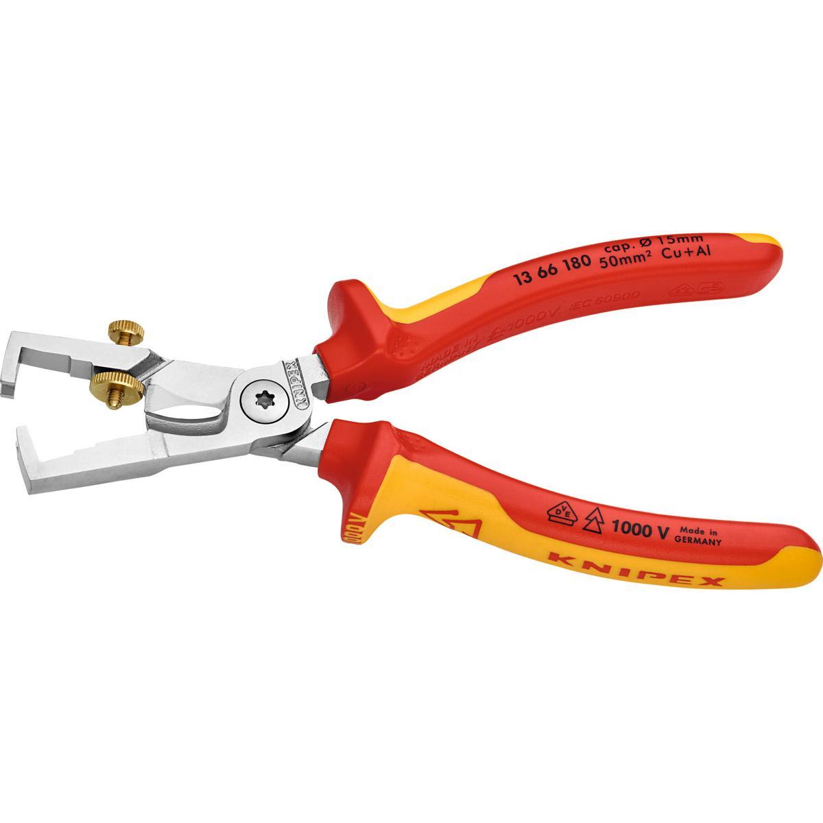 KỀM TUỐT DÂY CÁP KNIPEX &quot;STRIX&quot; CÁCH ĐIỆN 180MM 13 66 180