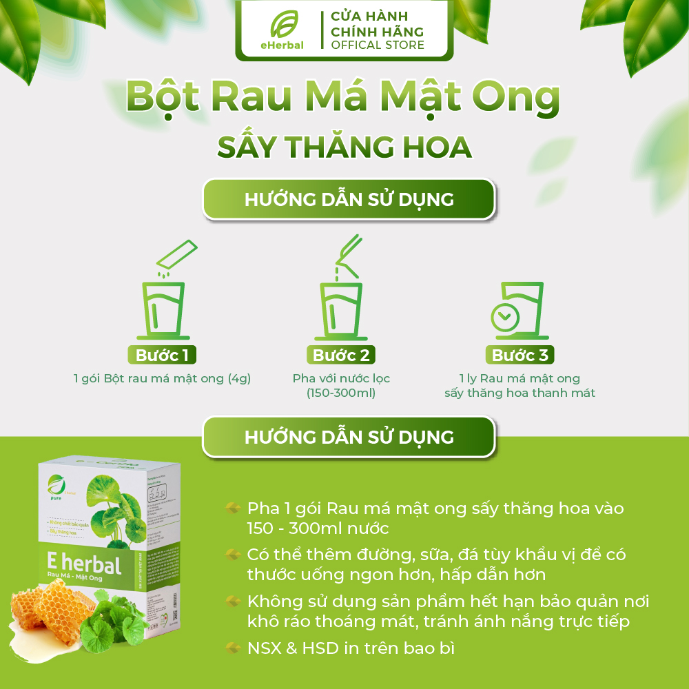 Bột Rau Má mật ong sấy thăng hoa