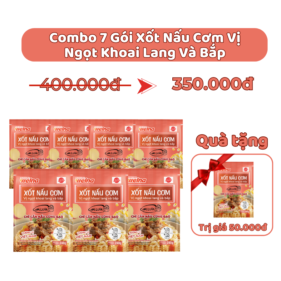 [Tặng 1 Gói] Combo 7 Gói Xốt Nấu Cơm Hương Vị Ngọt Khoai Lang Và Bắp -  Nisshin Seifun Welna Shop