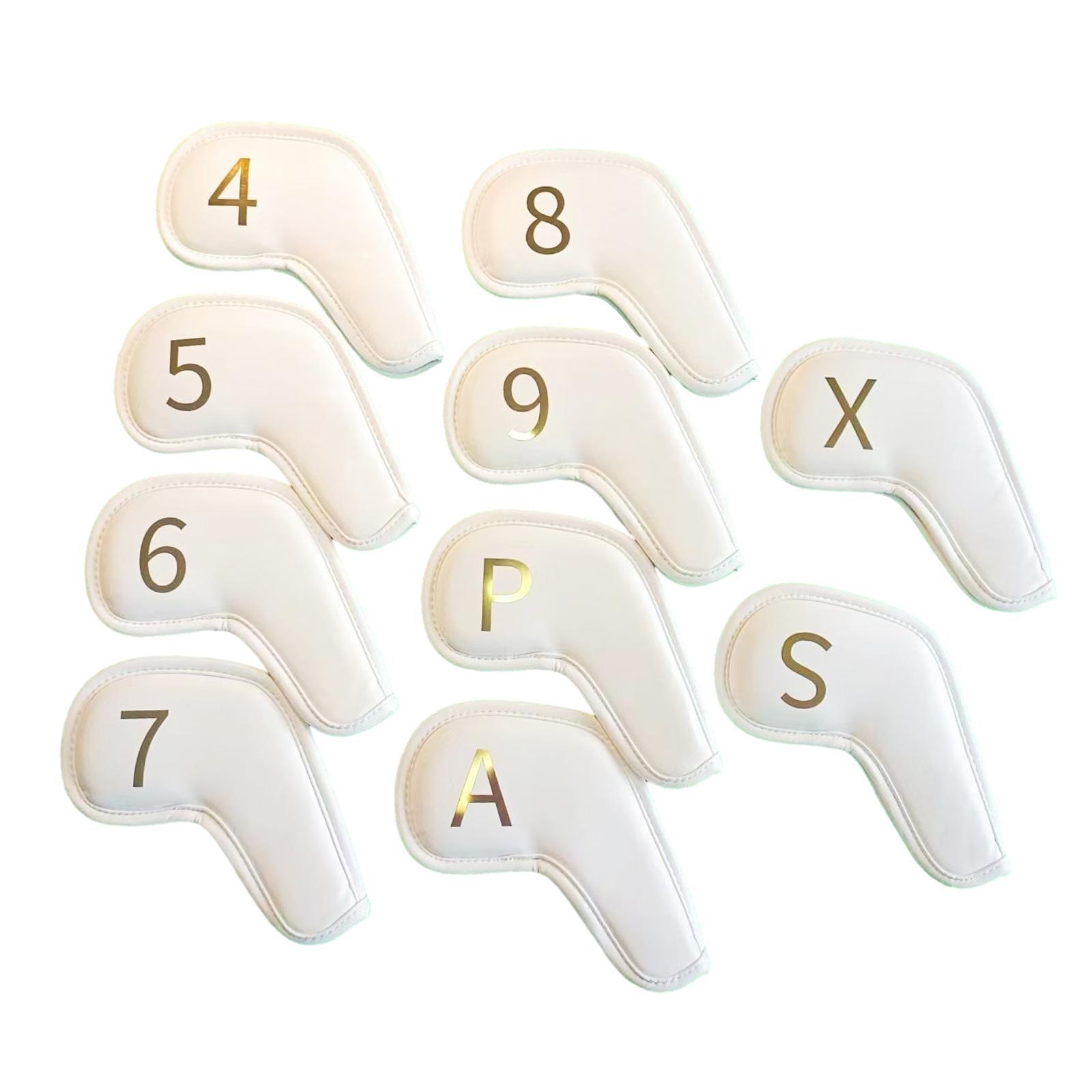 10Pcs Golf Iron Head Covers Golf Iron Headcovers PU Leather Golf Club Covers