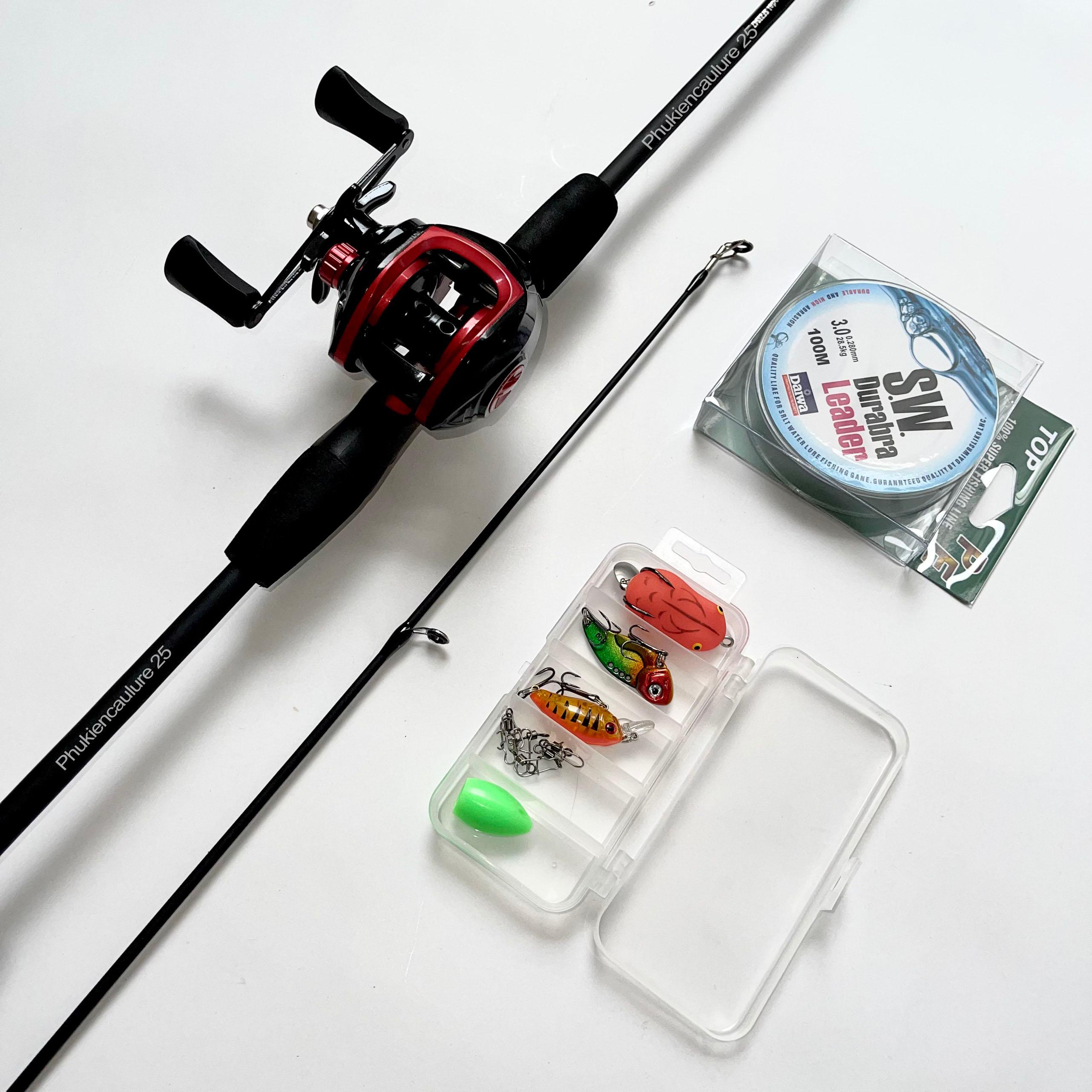 Bộ cần câu lure Rise Spin siêu rẻ, khỏe đi kèm máy câu ngang và đứng phối màu cực chất, tặng kèm dây và bộ mồi lure