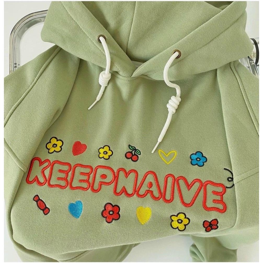 Áo Hoodie nam nữ Thêu Chữ KEEPNAIVE cực đẹp, chất nỉ dày dặn, hợp làm áo cặp