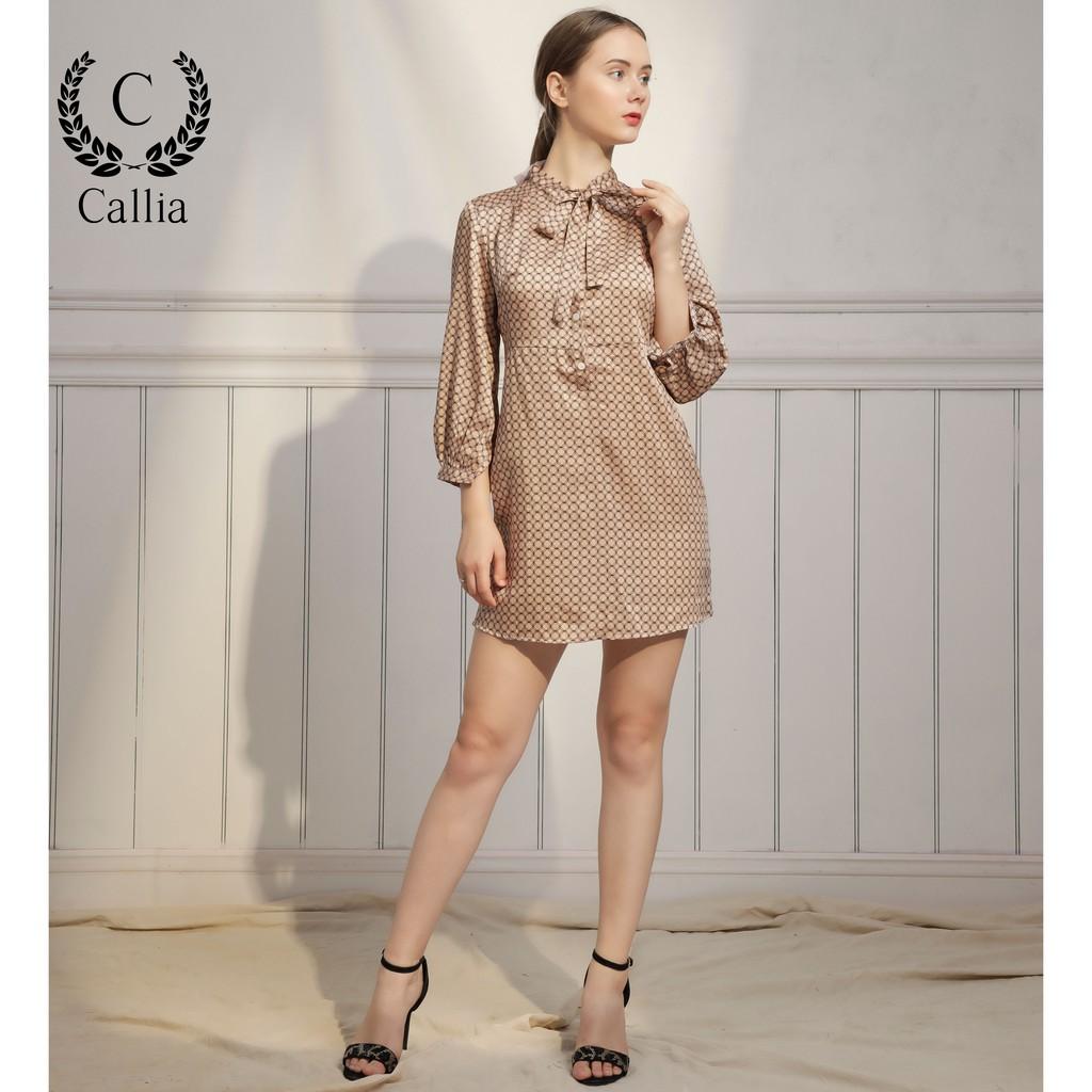 Đầm suông nữ Callia Bow buộc nơ tay dài