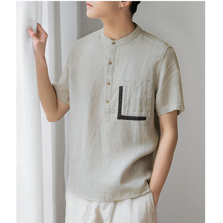 Áo cổ tầu nam Linen trẻ trung, chất vải linen mềm mát, thời trang trẻ, phong cách Hàn