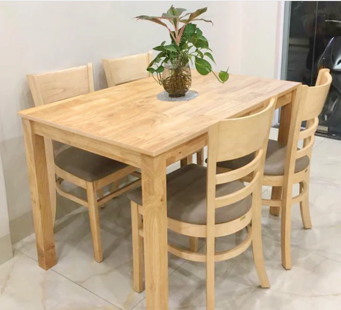 Bàn ăn Cabin ngang 1m2 bằng gỗ cao su tự nhiên cứng cáp dành cho gia đình quán ăn nhà hàng quán nước