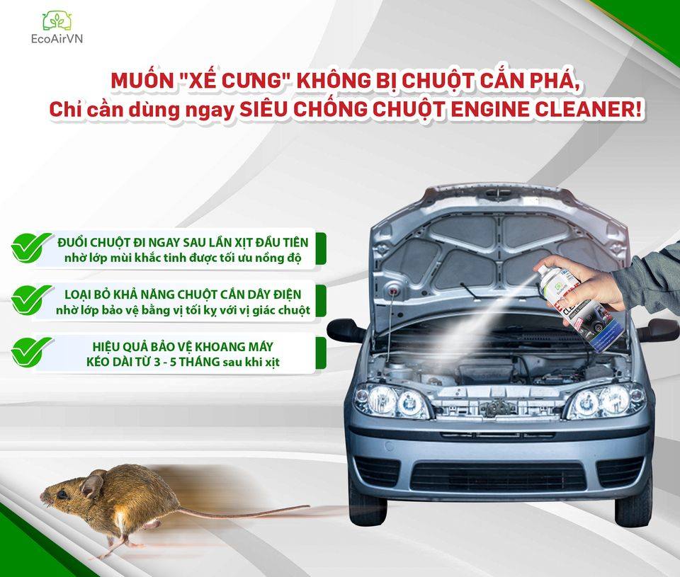 Bình Xịt Chống Chuột Ô Tô Engine Cleaner 400ml - Chai Xịt Đuổi Chuột Hiệu Quả 99%, Bảo Dưỡng Khoang Máy, Làm Sạch Bề Mặt Động Cơ 3 Trong 1