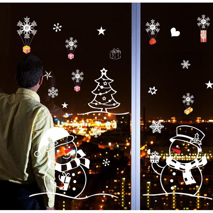 Decal trang trí noel hai chú người tuyết