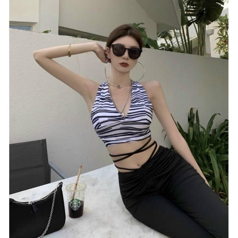 Áo yếm ngựa vằn croptop-N