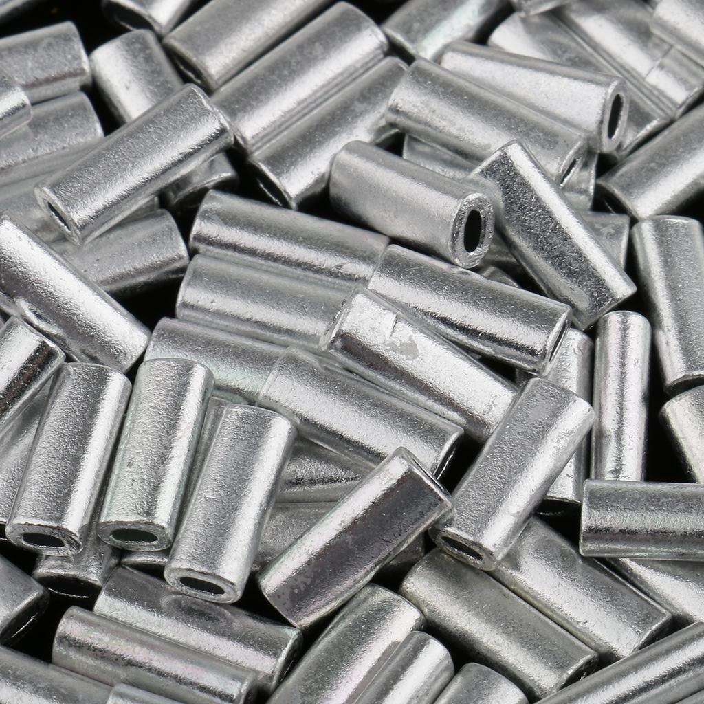 200 Pieces 1.2mm-1.5mm Inside Diameter Fishing Wire Leader Crimps Single Barrel Crimping Sleeves Aluminum Tube Connector Fishing Tackle Kit