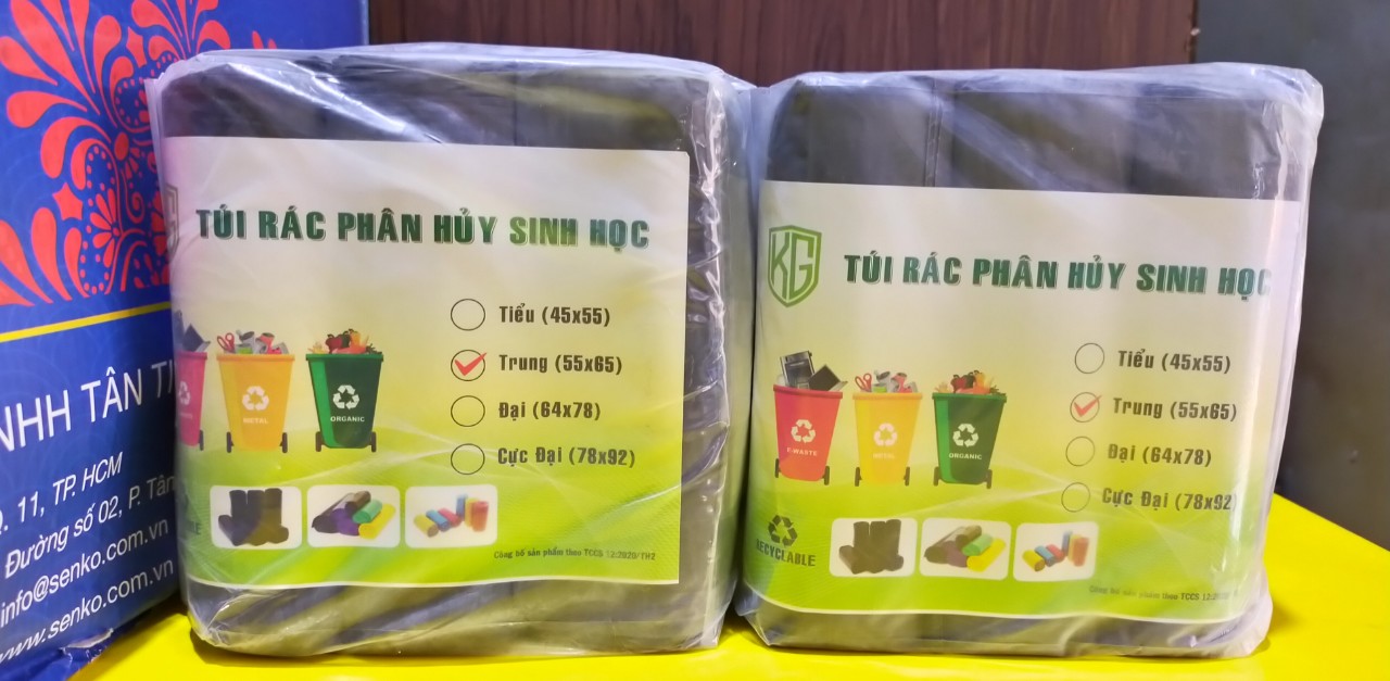 Set 390 cái ( 5 kí ) Túi Rác Cuộn PHÂN HỦY SINH HỌC - Màu Đen - Size Trung 55 * 65 CM - Kiều Gia