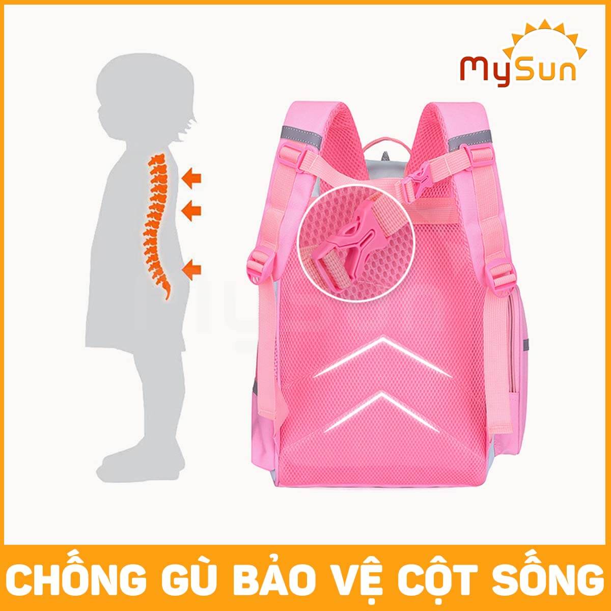 Balo cặp xách đi học sinh nam nữ chống gù cho bé trai gái cấp 1 tiểu học lớp 1 2 3 4 5 6 giá rẻ MySun