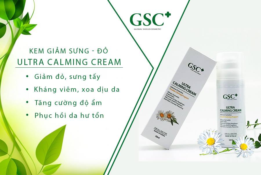 Kem giảm sưng đỏ da sau lăn kim, phi kim GSC+ Ultra Calming Cream 50ml