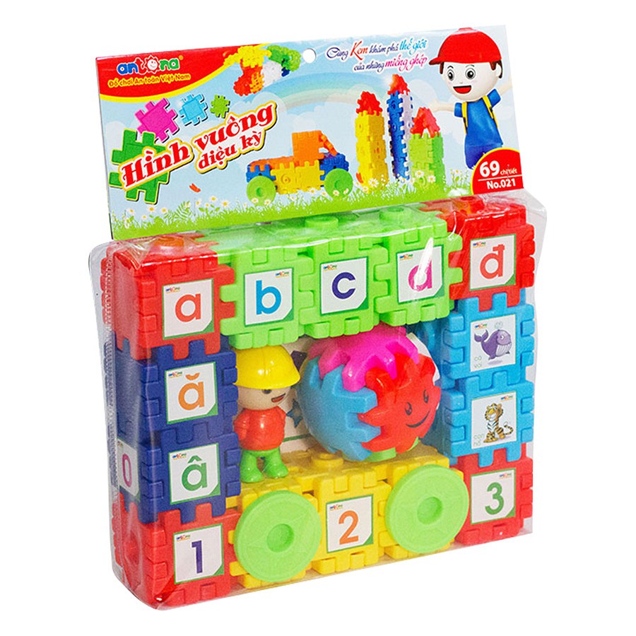 Đồ Chơi Xếp Hình 69 Chi Tiết Hình Vuông Diệu Kỳ, Giúp Bé Vừa Học Chữ Cái, Số Đếm Vừa Lắp Ghép Mô Hình