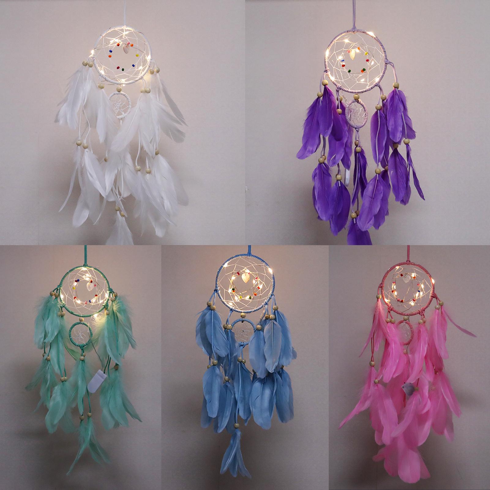 Dream catcher handmade có đèn led treo tường trang trí phòng và nhiếp ảnh