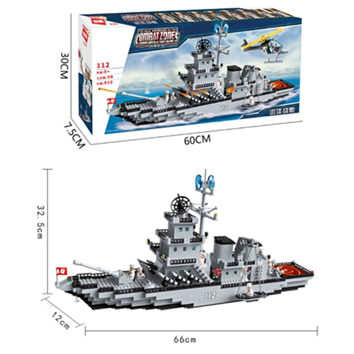 ồ chơi lắp ráp Thuyền Chiến hạm 112, Tàu Thủy hạng nặng, Amazingbricks WarShip 112 [970 Mảnh ghép]