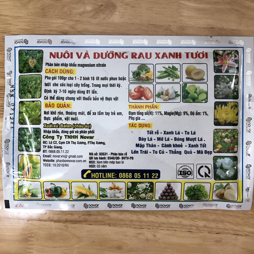 Phân bón siêu tăng tốc Novar 100g, giúp to lá, mập cọng, bật chồi, ra rễ mạnh, vươn cây, xanh mướt lá