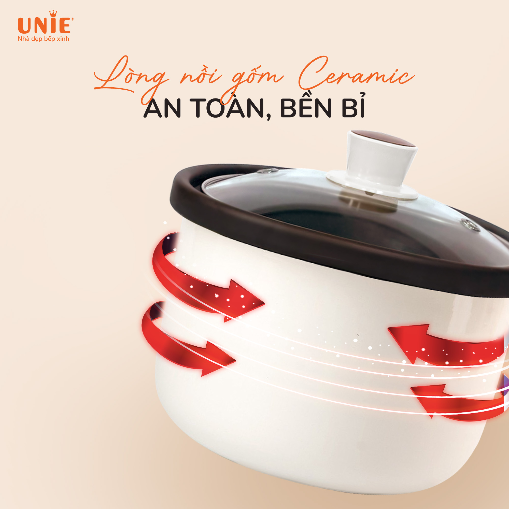 Nồi kho hầm chuyên dụng UNIE USC208, Dung tích 2L, 8 chức năng kho hầm, Lòng nồi gốm Ceramic cao cấp, thiết kế bắt mắt- HÀNG CHÍNH HÃNG