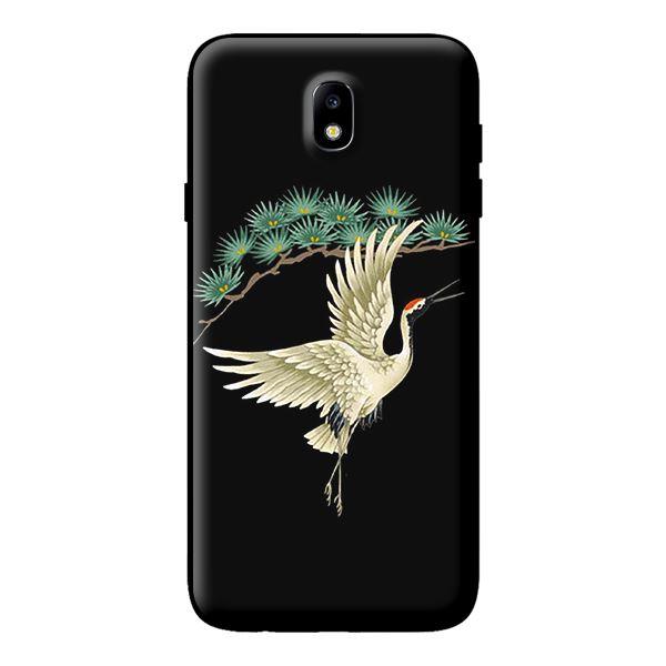 Ốp in cho Samsung Galaxy J7 Pro Hạc Trắng Nền Đen - Hàng chính hãng