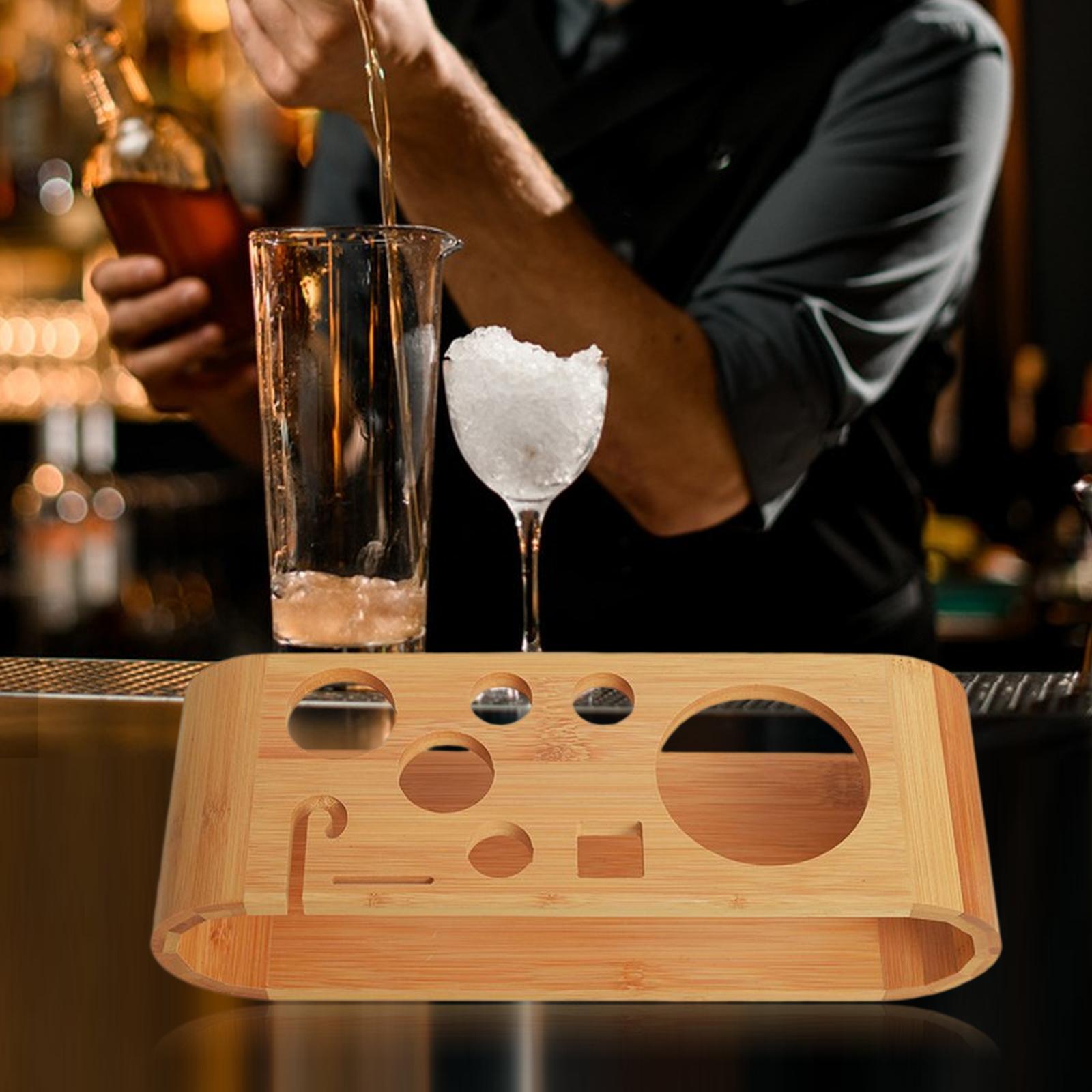 Cocktail Shaker Wooden Rack Gift Desktop Durable Barware Drinkware Set for Kitchen Home