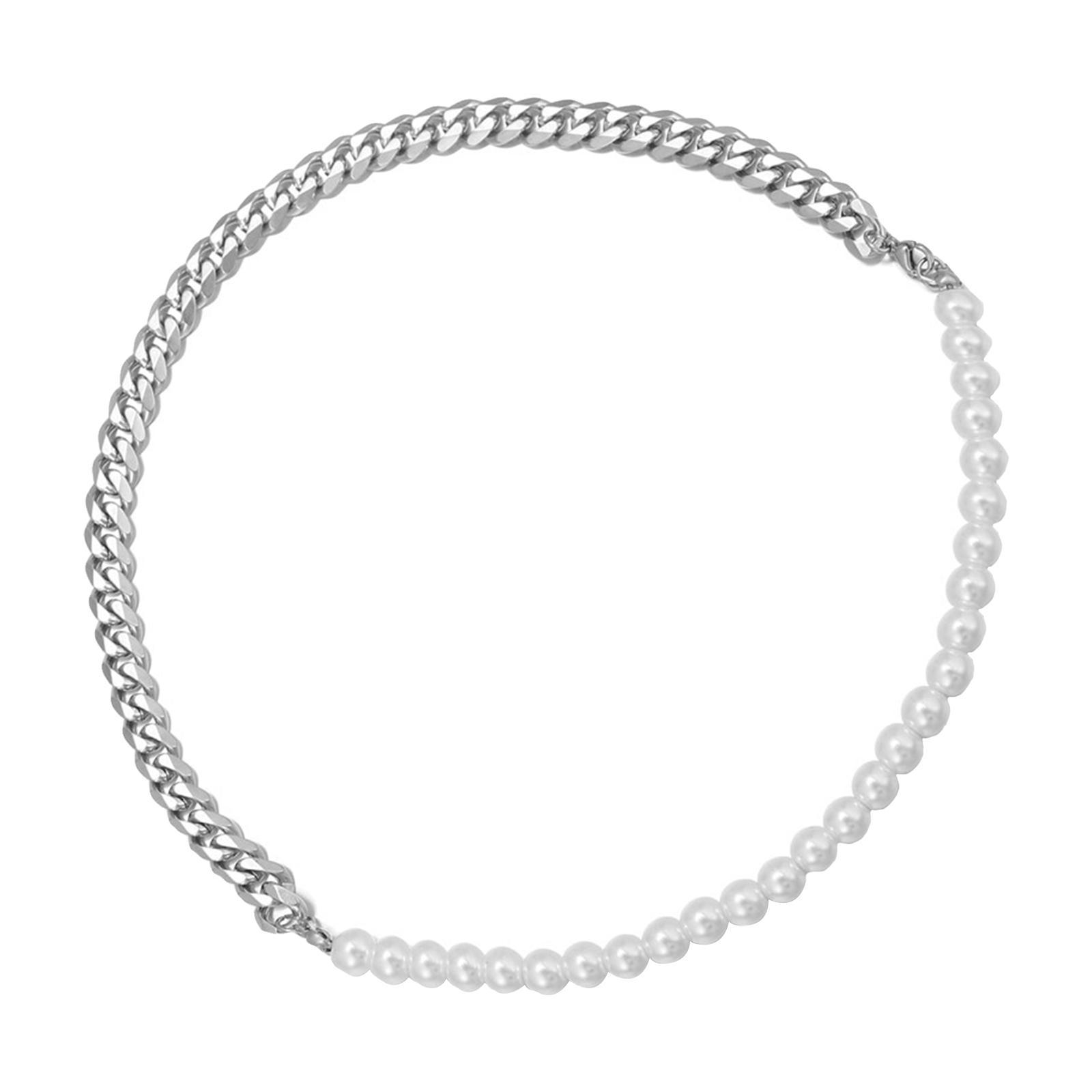 3 Pieces Adjustable Pearl Necklace Bracelet Kit Solid and Flexible Hip Hop