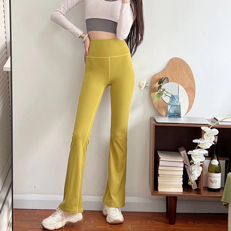 Yoga Lulu Flare Quần Phụ nữ Thể hình Quần Leggings High Leggings Workout Gym Color: Blue Size: M-4