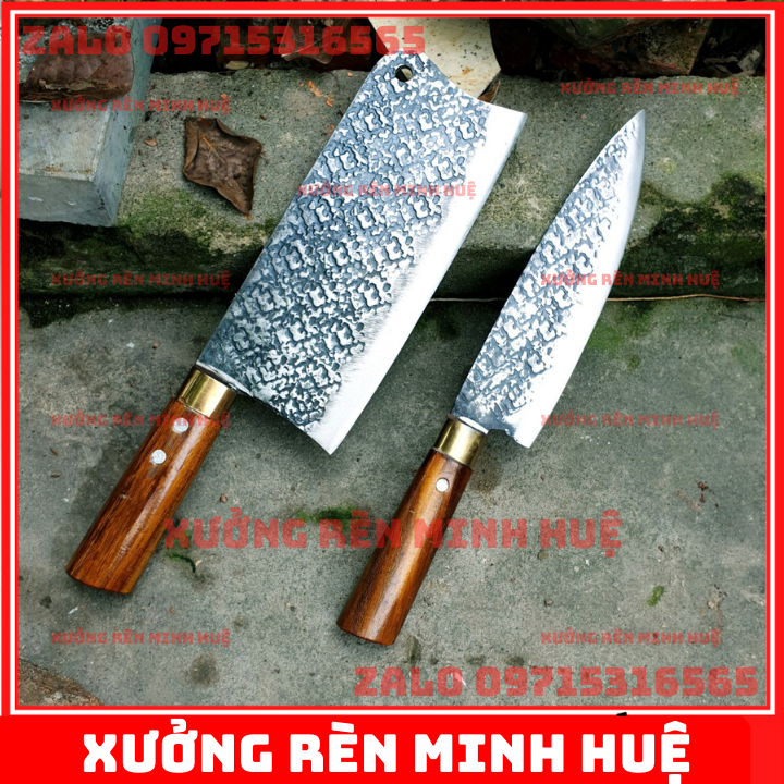 Bộ dao nhà bếp nhíp oto hàng rèn thủ công cao cấp phúc sen