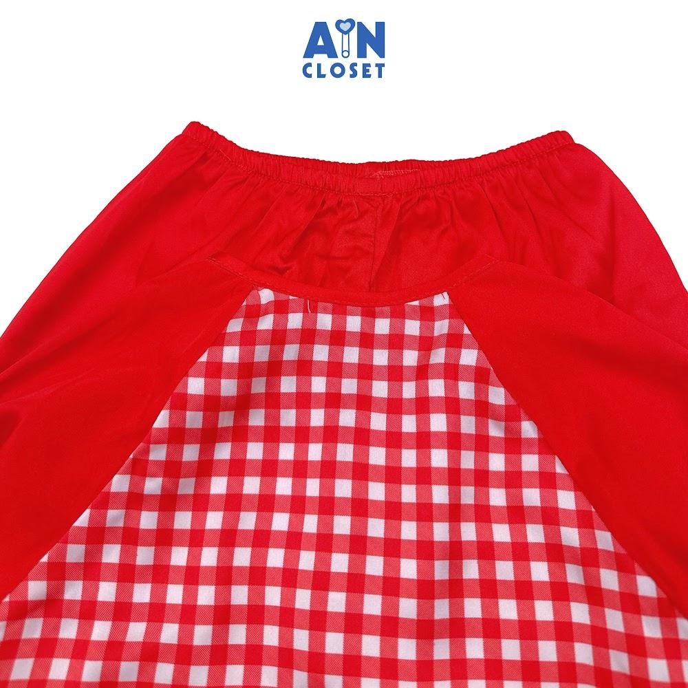 Bộ quần áo Bà ba Dài unisex cho bé hoạ tiết Caro Lụa Đỏ - AICDBTYNNDU6 - AIN Closet