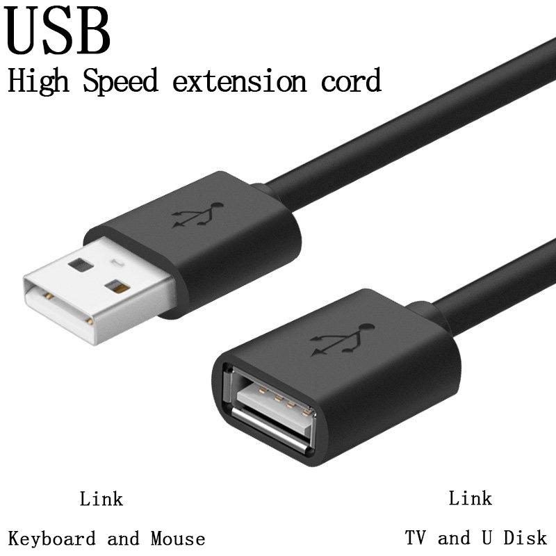 Cáp mở rộng USB2.0 Dây dữ liệu mở rộng USB 2.0 từ đầu đực sang đầu cái Cáp đầu nối mở rộng cho máy tính xách tay PC Chuột game thủ 0,5/1m Màu sắc: Đen