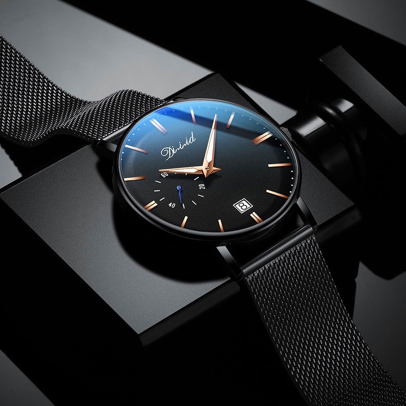 Đồng hồ nam cao cấp DIZIZID Dây Titanium Chạy Full 3 Kim Và Lịch Ngày - High Fashion Design DIZ3KD9