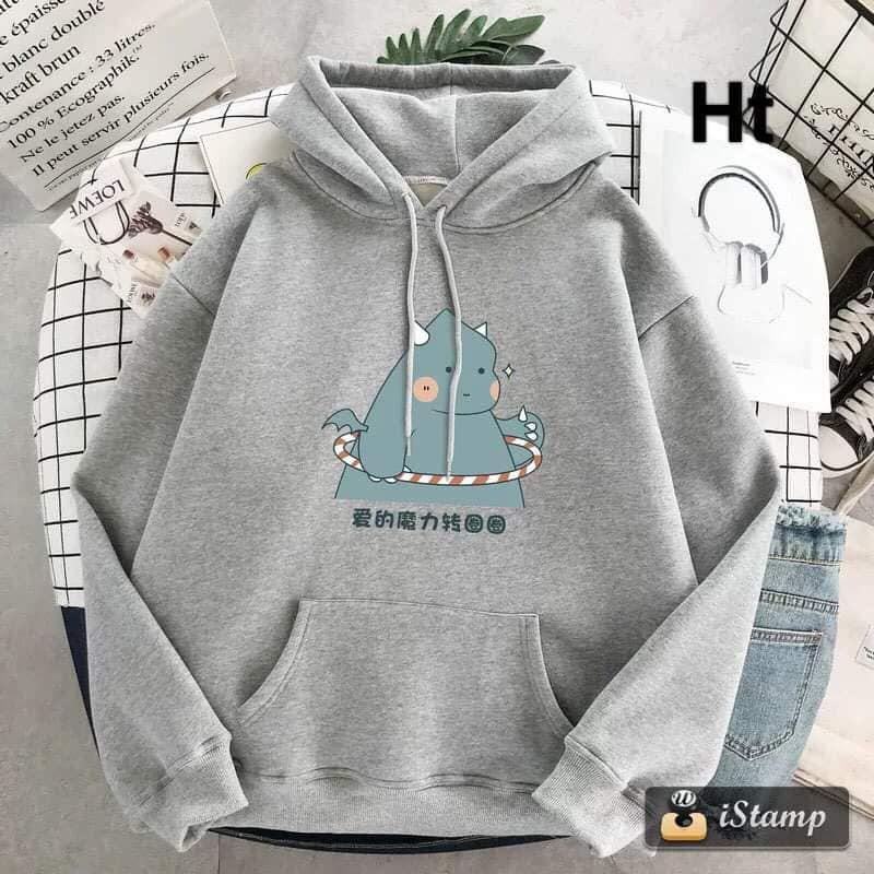 Áo hoodie dài tay khủng long chất nỉ bông cao cấp 6 màu