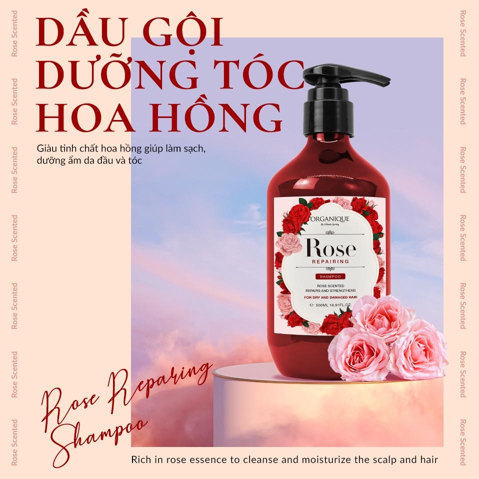 Dầu Gội Organique Dưỡng Tóc Hoa Hồng Rose Repairing Shampoo 500ml