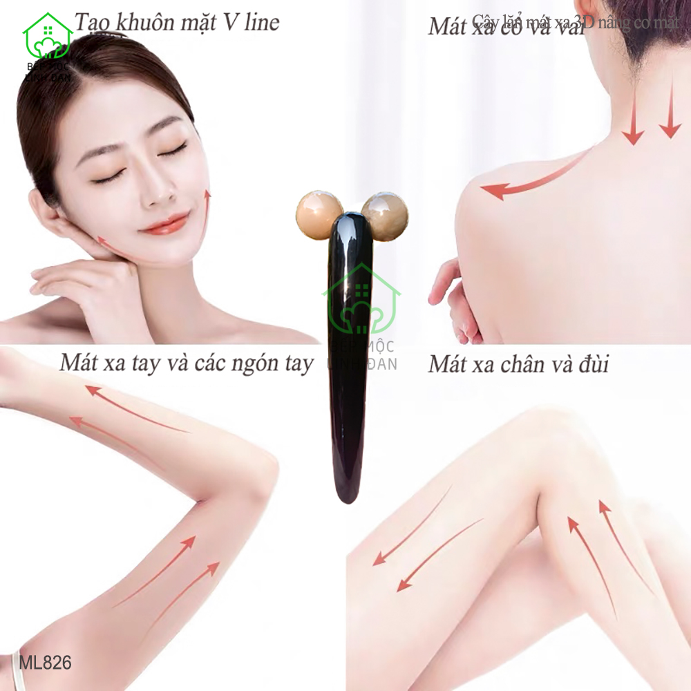 Cây Lăn Massage 3D Nâng Cơ Mặt Và Body Bằng Sừng Không Tĩnh Điện [ML826]