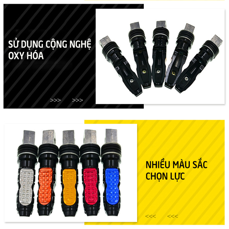 Bộ 2 cái pát gắn gác chân rider hợp kim dành cho các dòng xe honda, xe đạp, xe điện, mô tô, xe máy exciter, AB, SH, vision, lead,…phong cách_MB06-PGC