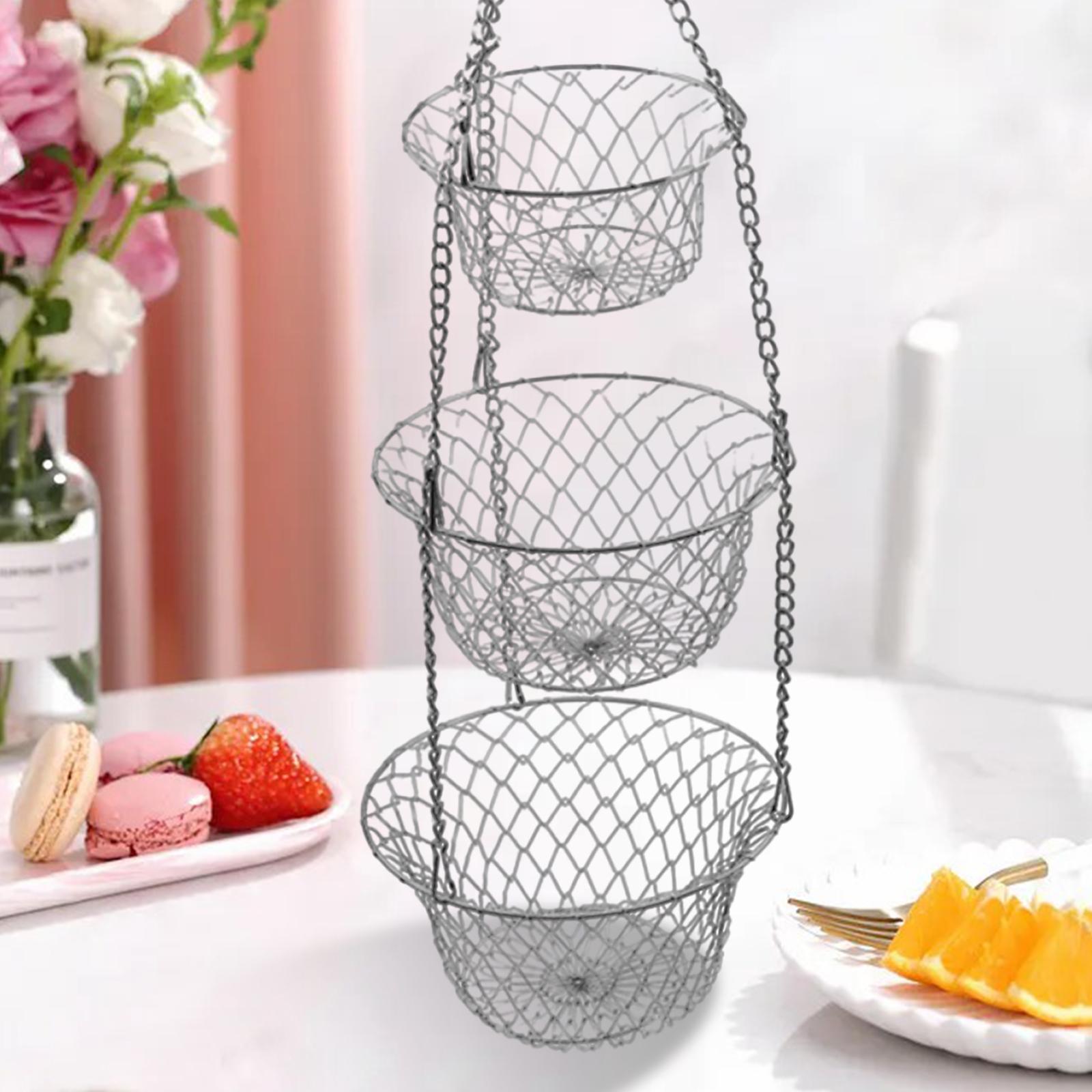 2x 3-Tier Fruit Vegetable Basket Fruit Hanger Storage Kitchen Organizer