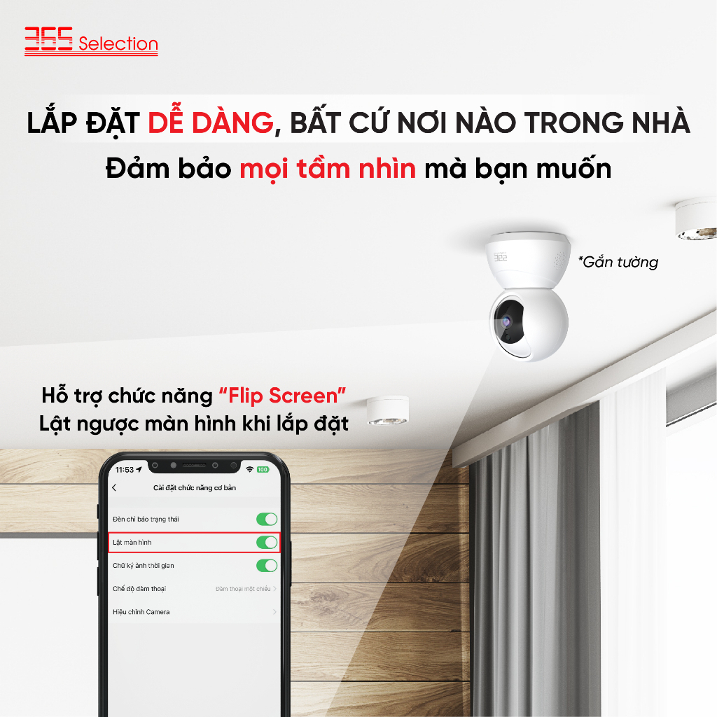Camera trong nhà Tuya 365 Selection C1 - Quay quét 360, Đàm thoại 2 chiều, Phát hiện chuyển động - Hàng chính hãng