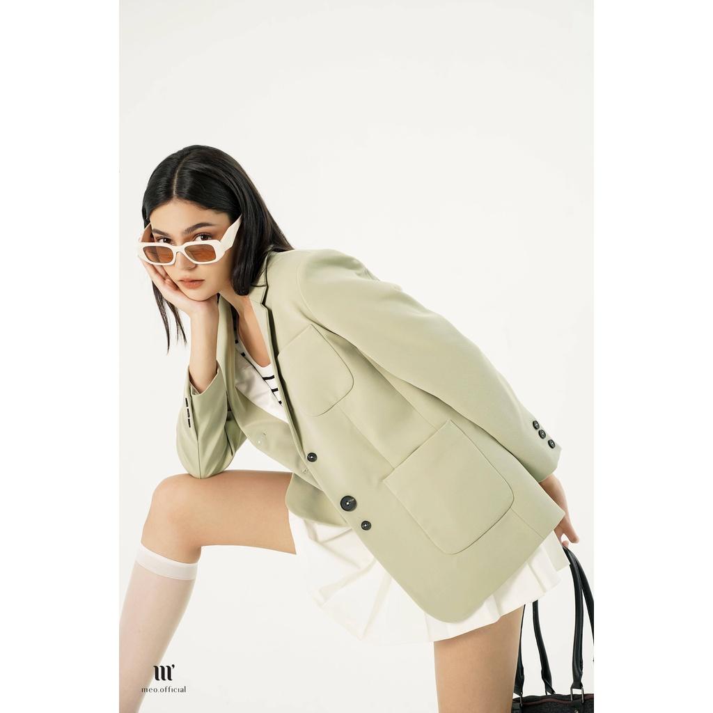Áo blazer nữ Méo shop dài tay có túi hộp phối cúc Sunyta