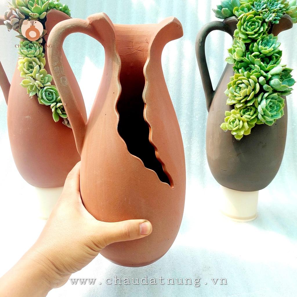 Chậu đất nung - Bình sữa xẻ 1029, miệng chậu 10cm, chiều cao 29cm