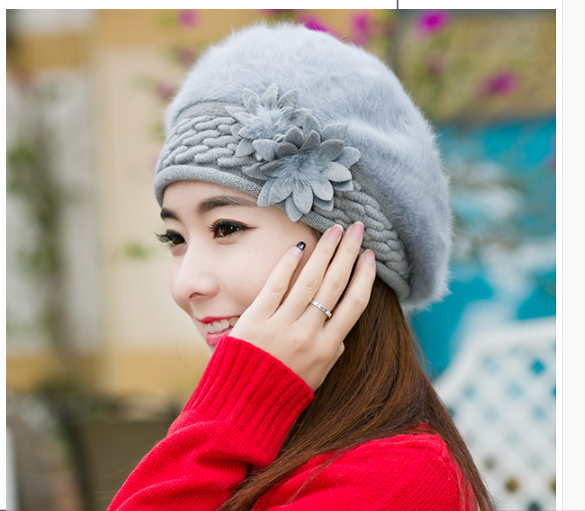 Mũ len nữ lông thỏ có lót nỉ lông mềm mịn cao cấp mới, nón nồi len nữ phong cách Hàn