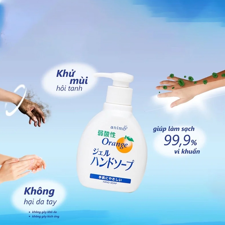 Nước rửa tay kháng khuẩn hương Cam Animo Orange Hand Soad Nhật Bản 200ml